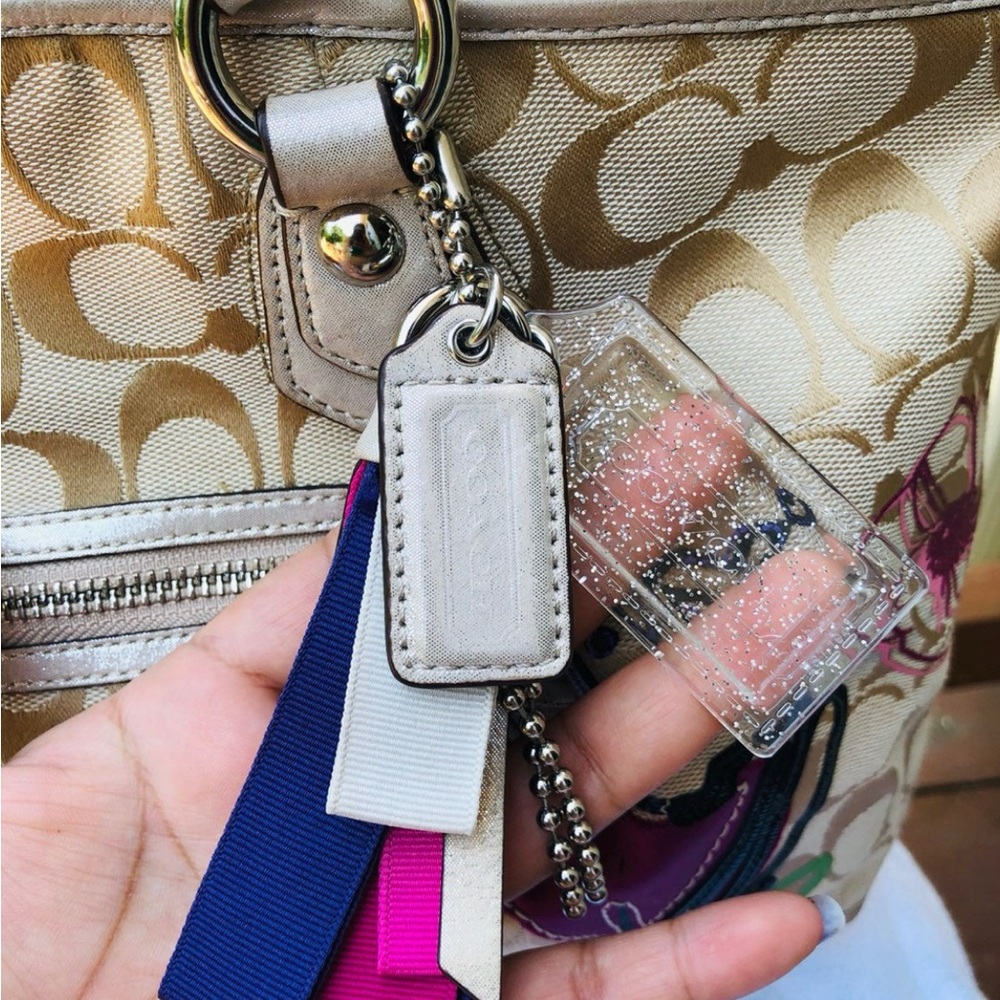 Coach Poppy Rocker Bag Signature Scribble Canvas Shoulder Tote - Picture 4 of 9